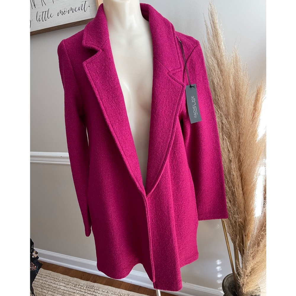 Rachel Zoe casual or formal pink lightweight jacket long blazer coat wool blend